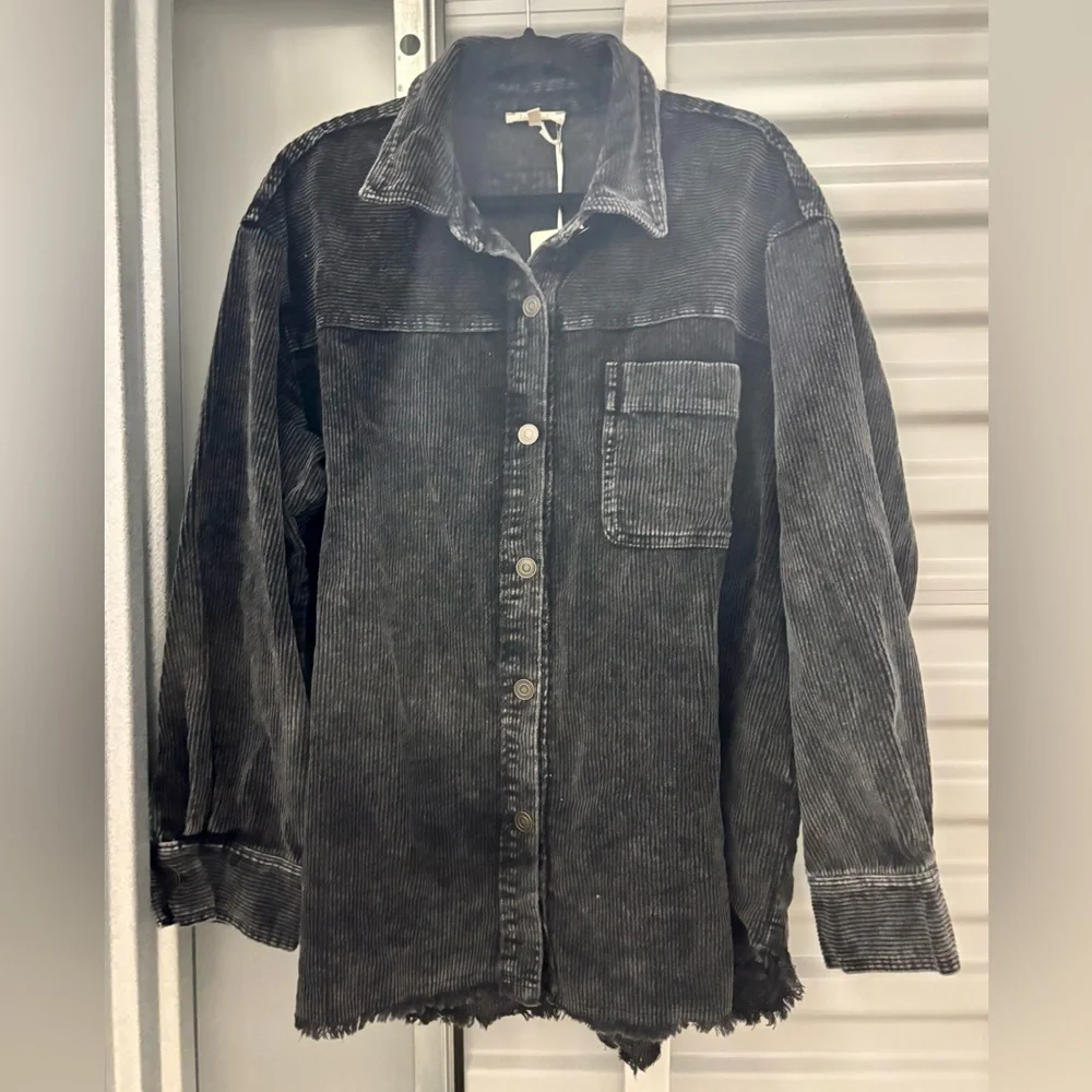 LA MIEL Black Corduroy Lightweight Jacket - Picture 4 of 11